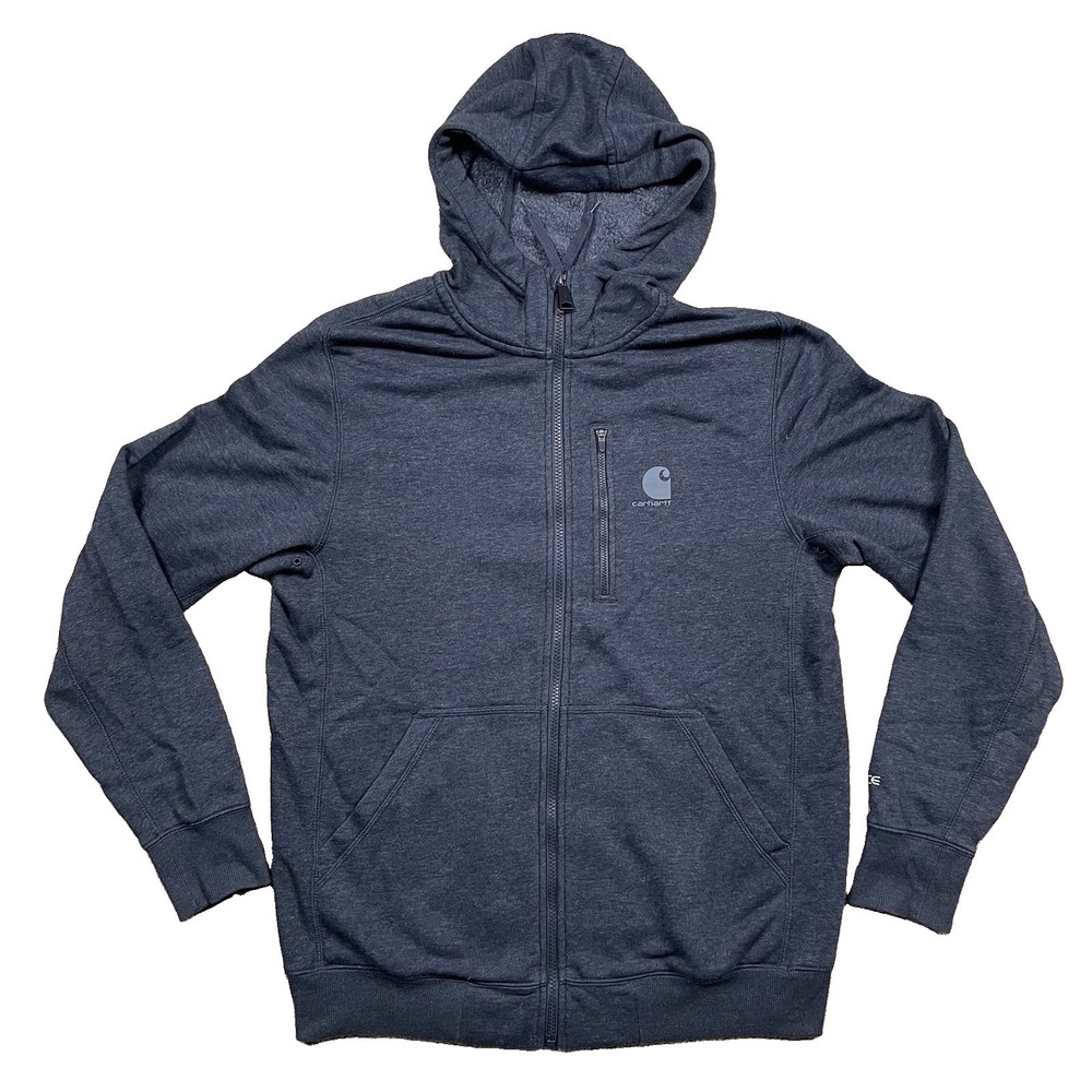 Carhartt Force Mens Medium Gray Full Zip Hoodie Sweatshirt Fleece Jacket Work